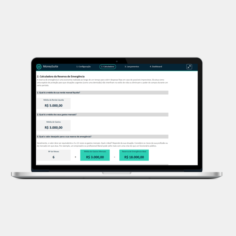 Planilha de Reserva de Emergência - Calculadora Reserva de Emergência
